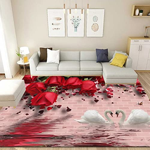 DJHWWD Fleckerlteppich rot Weicher Teppich Eingangsbereich Innen 3D-Wohnzimmer-Schlafzimmer Voller Shop-Haushaltsraum 120x200cm Bett Area Rugs