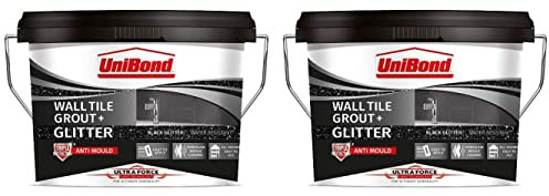 UniBond - Malta per fughe da parete, colore nero, con glitter argentati, adatta direttamente per l'uso, utilizzabile in tutti gli interni, protezione da muffa, 2 secchi da 1,38 kg