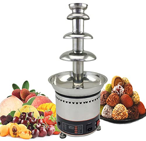 Hot Chocolate Fondue Fountain Machine with Temperature Control,Chocolate Waterfall Machine 4/5/6/7 Tiers, Sauce heater for Nacho Cheese, BBQ Sauce, Fruit,Ranch, Liqueurs,5 Tier (4 Tier)