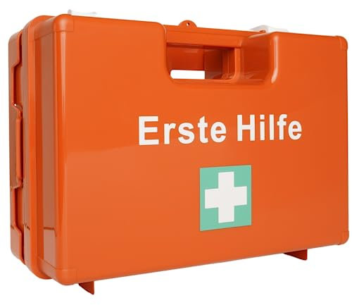 Erste Hilfe Kasten DIN 13157:2021, Erste Hilfe Koffer - SMALL - mit Wandhalterung, Verbands-Kasten gemäß ASR, aus ABS-Kunststoff - bruchsicher & schlagfest, Typ S, HierBeiDir