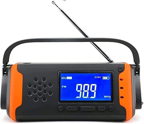 LIIAV Emergency Crank Radio，4000mAh-Solar Hand Crank Portable AM/FM/NOAA Weather Radio with 1W Flashlight，Cell Phone Charger, SOS for Home and Emergency