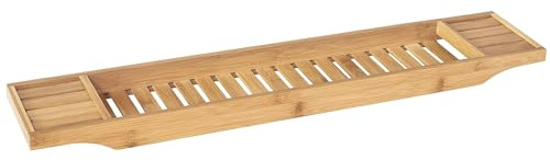 DRW Soporte Bandeja Extensible para bañera de Madera Natural 70x17x4.5 cm