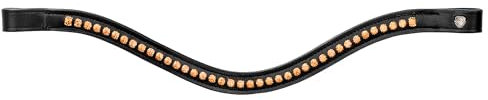 EQUESTRIAN QUEEN Stirnband Pferd/Pony Io Stirnriemen Glitzer (Schwarz/Gold, Warmblut)