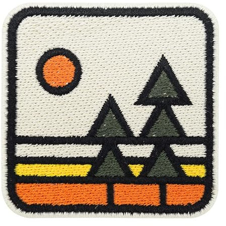 Finally Home Patch zum Aufbügeln - Retro Natur | Baum Aufnäher Patch, Vintage Outdoor Tree Aufbügelbilder, Wald Patches zum Aufnähen, Sonne Bügel Patches, Berg Bügelbild, Natur Flicken