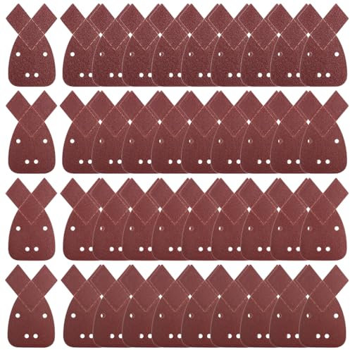 YICOTA Mouse Sander Pads 40 Pieces Mouse Sanding Sheets Detail Sanding Paper with Extra 2 Tips Assorted 40/60/80/120 Grits Sanding Pads for Detail Hand Sander