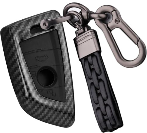 ontto Autoschlüssel Hülle Passt für BMW Schlüssel Hülle 3 Tasten für BMW F20 G20 G30 X1 X3 X4 X5 G05 X6 X7 G11 F15 F16 G01 G02 F48 ABS Schlüsseletui Schlüsselhülle Schlüsselanhänger-Kohlefaser Schwarz
