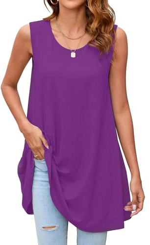 Enmain Magliette Tunica Donna a Maniche Corta Estiva Maglia Lunga Ampia Desigual Casual Blusa Camicia Scollo Tondo Floreale Paisley Elegante S-3XL