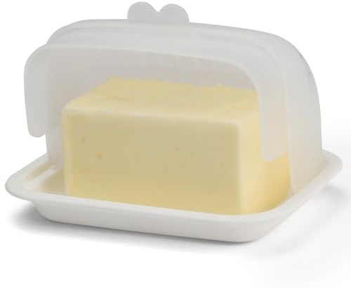 Signoraware - Mantequera extragrande con tapa abatible, soporte ancho para mantequilla con capacidad para 2 barras, costa este, costa oeste, estilo europeo, soporte de mantequilla de plástico