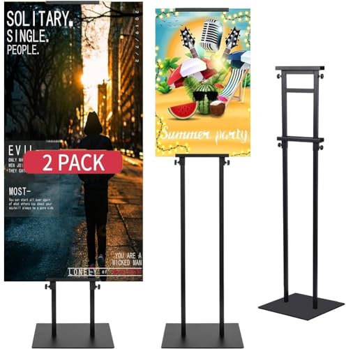 HACSYP Verstellbarer Schilderständer, bodenstehender Plakatständer, Stabiler Bodenständer for Plakate, for die Anzeige von Hochzeits-/Geschäftsaktivitäten(Color:Black 1,Size:1pc)