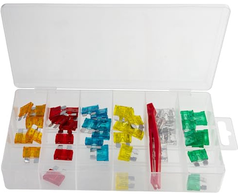AERZETIX - C76286 - Kit di fusibili piatti per auto 5 10 15 20 25 30A + pinza di estrazione