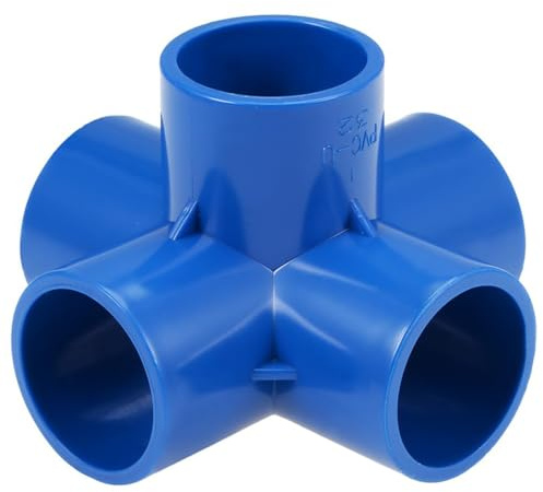 TOP-VIGOR 2 piezas de conectores de tubería de PVC con codo de 5 vías, conectores de esquina de 32 mm, empalmes de tubería deslizantes de 5 vías de ángulo recto de 3 dimensiones para conexión de