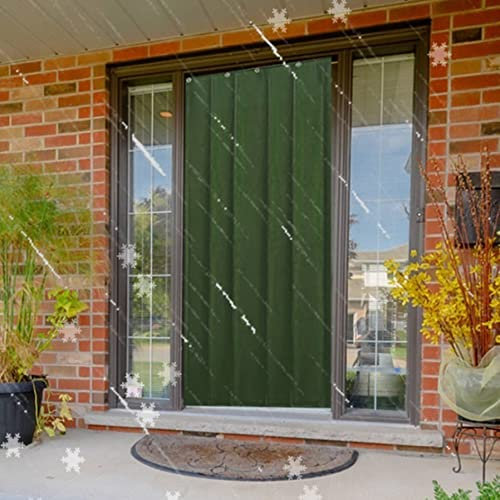 Insulated Winter Door Curtains for Soundproofing and Windproofing Keep Warm Thicken Cotton Privacy Customizable Green Color