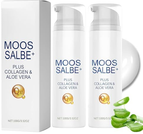 2 Stück Moossalbe Plus 100g, Moossalbe Gesicht Falten Testsieger, Mooscreme mit Kollagen & Aloe vera zur Hautreparatur, Anti-Falten & Feuchtigkeit, Für Alle Hauttypen