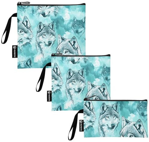 Aesthetic Wolfs - Bolsa de almuerzo reutilizable de 3 piezas, color turquesa, para la escuela, para mujeres y niñas