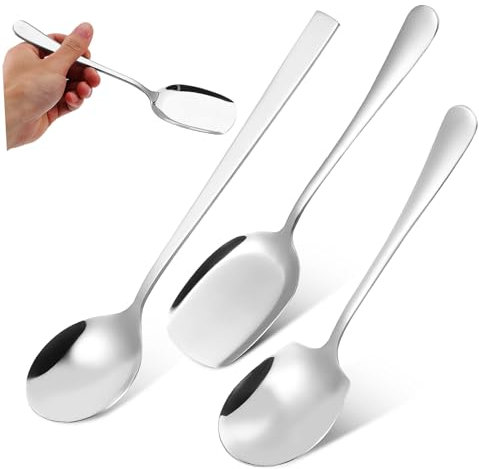 FUNNETOYU 1set Utensili Da Servizio Acciaio Inossidabile Cucchiai Lunghi Per Buffet e Feste Include Cucchiai Da Riso e Resistenti