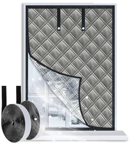 Gulrear Kit d'isolation de fenêtre de 109,2 x 150 cm, isolation thermique à 3 couches avec couche de feuille d'aluminium réfléchissante à la chaleur – Bloque le froid et la chaleur, économie d'énergie