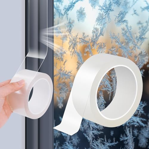 BQMEZRNUS Window Weather Sealing Tape 4cm x 10m Clear Sealant Tape for Winter Waterproof Window Draft Isolation Sealing Film Tape for Door Draft Stopper Adhesive Tape with Clean Removal