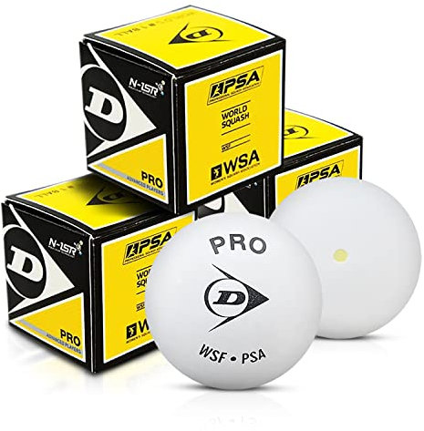 DUNLOP White Pro Squashball, 3 Bälle
