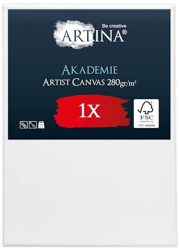 Artina Keilrahmen FSC® Leinwand zum Bemalen für Acrylfarben Canvas | 100x140cm Weiß 100% Baumwolle bespannte Leinwände zum Malen Künstlerbedarf für Aquarell Ölfarbe Akademie