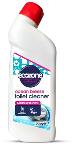 EcoZone Toilet Cleaner Gel, Removes Limescale, Fresh Ocean Breeze Fragrance, 3-in-1 Anti Bacterial Eco Bathroom Formula Naturally Gently Cleans and Freshens, Bleach Free, Vegan Friendly (750ml)
