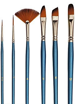 6 Künstlerpinsel repino® Pinselset Katzenzungenpinsel Fächerpinsel Schrägpinsel Schriftpinsel Pinsel Set für Acrylfarbe Aquarellfarbe