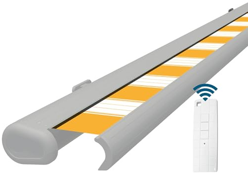 Eclipse Vollkassettenmarkise weiß elektrisch 3,5x2,0m Tuch: Sonne | Markise Balkon Garten Terrassenüberdachung Sonnenschutz Polyacryltuch UV-Schutz 50+ Smarthome-fähiger Dooya Motor