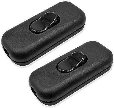 GZGXKJ 2 PCS Black Low Profile in-Line Torpedo Switch Inline Cord SwitchBulb Switch for Small Appliance or Lamp Accepts 2 Core Round or Flat Wire