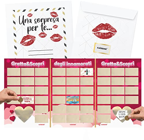 Idea Regalo San Valentino - Idee Regali Divertenti Anniversario per Lui e Lei – Maxi Calendario Personalizzato Gratta e Vinci Pensieri di Coppia Originali - Sorprese Romantiche Compleanno