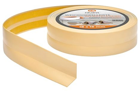 Quest Weichsockelleiste Selbstklebend - 18 mm x 18 mm - Knickleiste, Abschlussleiste für Küche, Badezimmer - Dichtungsband PVC, Flexibel, Wasserdicht, Dekorativ - 5 Meter, Creme