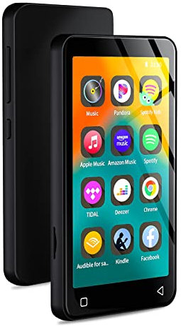 MP3-Player mit Bluetooth und WLAN, 4-Voll-Touchscreen MP4 MP3-Player mit Spotify, Android-Streaming-Musikplayer mit Pandora, tragbarer HiFi-Sound Walkman-Digital-Audio-Player mit Lautsprecher Schwarz