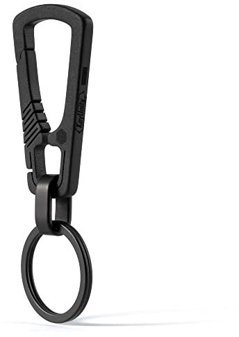 KeyUnity KM04 Titan-Karabiner-Schlüsselanhänger-Clip, Schnellverschluss-EDC-Schlüsselhalter-Organizer mit Schlüsselring (PVD-Schwarz)