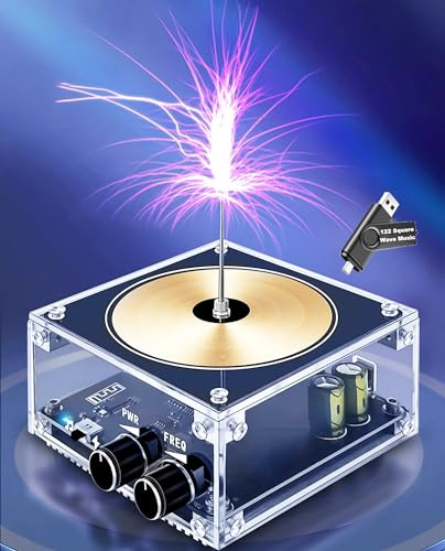 10 Cm Solid State Bluetooth Musical Tesla Coil Touchable Artificial Lightning Spark Gap Arc Generator Desktop Toy Arc Plasma Electric Power Wireless Transmission Science Teaching Experiment Model