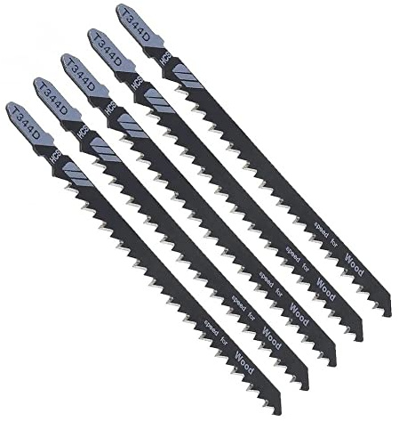 ALLZZY Lame de scie sauteuse 5 pièces T344D 130mm Lames de scie sauteuse alternatives à Coupe Rapide for Outils de Travail du Bois en Plastique