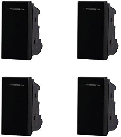 4 Pezzi Interruttore Unipolare, Compatibile Con Bticino Axolute (Nero)