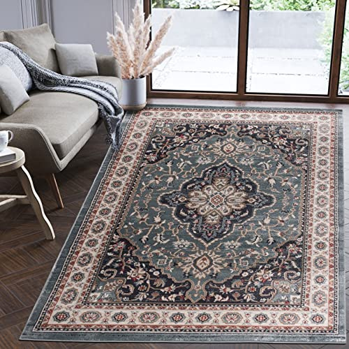 Mazovia Tappeto Corridoio 60x100cm Blu Classico Tradizionale Morbido