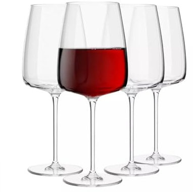 Krosno - Copas de Vino Tinto | Juego de 4 | 600 ml | Colección Modern | Vidrio Cristalino Versátil y Duradero | Claridad Impecable y Brillo Duradero | Apto para Lavavajillas