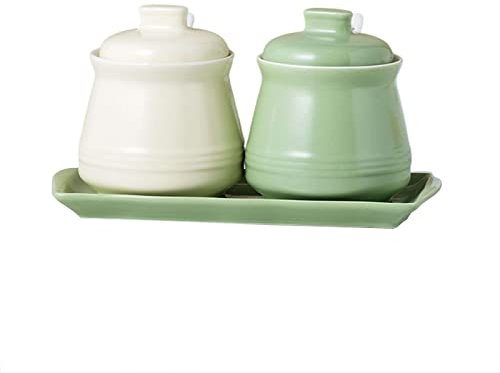 Récipient Pots Sucrier avec couvercle, pot d'assaisonnement for pot de sucre et de sel, récipient à sucre - Pot de sucrier vert (couleur : vert, taille : sucrier) (couleur : vert, taille : sucre (Col