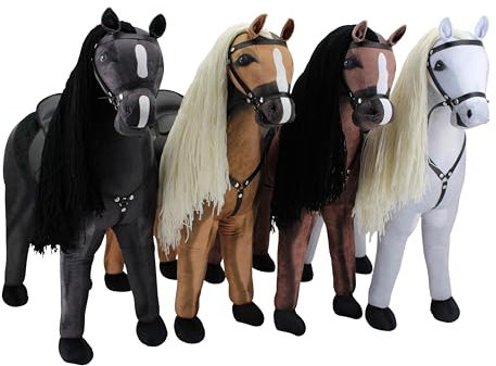 Haasenstrauch Sweety Toys Stehpferd zum Reiten- Plüschpferd Reittier Keine Montage erforderlich (weiß)