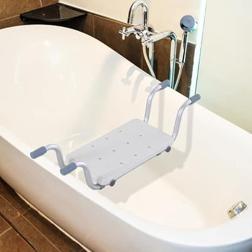 Siège de Baignoire,Tabouret de Salle de Bain,siège de Bain Suspendu réglable,HDPE,Réglable, Suspendu, Blanc argenté (73-83 * 22 * 18cm)