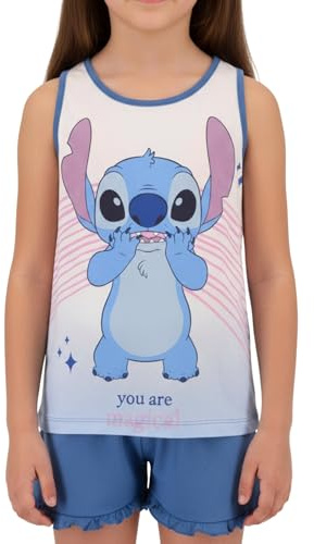 Disney Stitch Pigiama per Ragazze, Set da 2 Pezzi Motivo You Are Magical Stitch Pigiama in Morbido Cotone Maglietta e Pantaloncini, Taglia 6 Anni | Blu