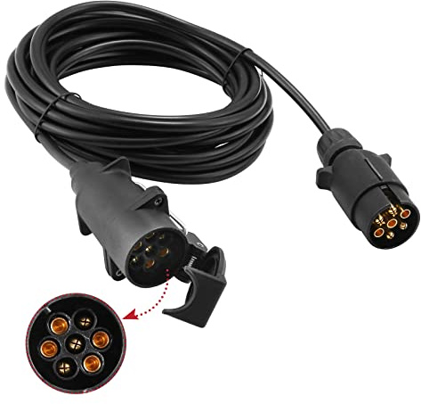 DARKGUARD Cable de extensión para remolque de 12V 6m 7 polos longitud de trabajo electrónica del automóvil cable de conexión con enchufe y toma para remolque para camión RV coche