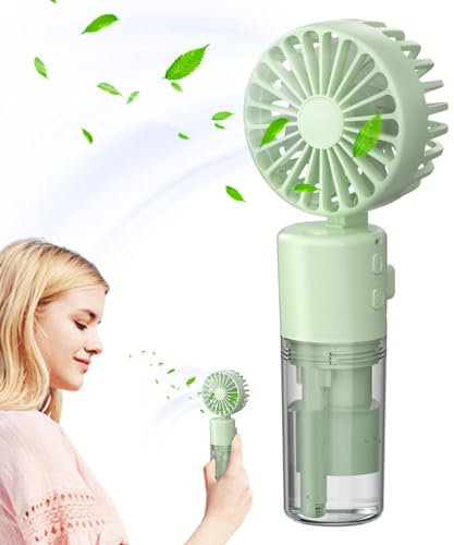 Dtaigou Ventilador de nebulización de mano,Ventilador de pulverización de mano,Ventilador pulverizador de mano con agua nebulizada | Ventilador de refrigeración portátil plegable para suministros de