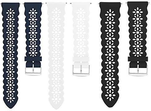 Compatible with HaSaKei Smart Watches Band, 20mm New Silicone Lace Women and Men Slim Thin Hollow-Out Replacement Straps Compatible for HaSaKei G53 1.27 Smart Watches (for 20mm size band, 3