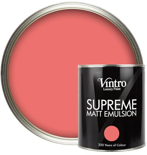 Vintro Luxury Matt Emulsion - Blush Pink, Smooth Chalky Finish, Multi Surface Paint for Walls, Ceilings, Wood and Metal, 1L (Marilyn's Blush)