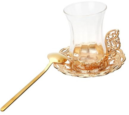OFFSCH Tasses à Thé Verre Transparent Tasses à Café Soucoupes à Cuillère Simple Et Pratique