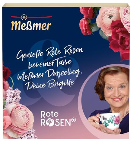 Meßmer Rote Rosen Geschenkbox | je 25 Teebeutel Darjeeling und Pfefferminze | ideal zum Verschenken