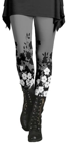 IUYTYSER Bunte Bauchweg Leggings Damen 3/4 Shape Steghosen Warme High Waist Jeans Figurformende Leggings Schwarz Grosse Groessen