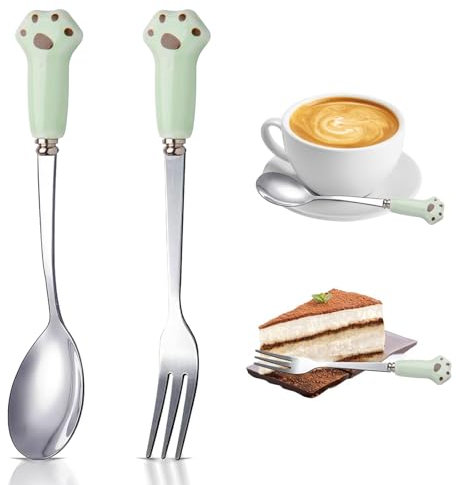 Juego de cucharas pequeñas de acero inoxidable y tenedores para tartas, cucharas de café de 13 cm, cucharas de café expreso pequeñas, cucharillas de té, cucharas de postre, para restaurantes