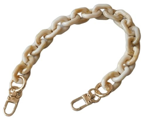 Acryl Taschenkette Handykette Beutelkette Schulterriemen Kette Tasche Kettenriemen Ersatzgurt mit Metallschnallen Bag Chain für DIY Taschenzubehör Handtaschen Crossbody Umhängetasche,Beige,35cm