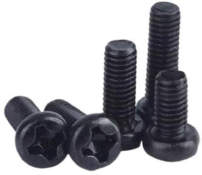 AYYSSM 1000pcs/lot M1.2x2/3/4/5/6/8mm Black Pan Head Half Round Head Cross Machine Screw(M1.2X6 1000PCS)